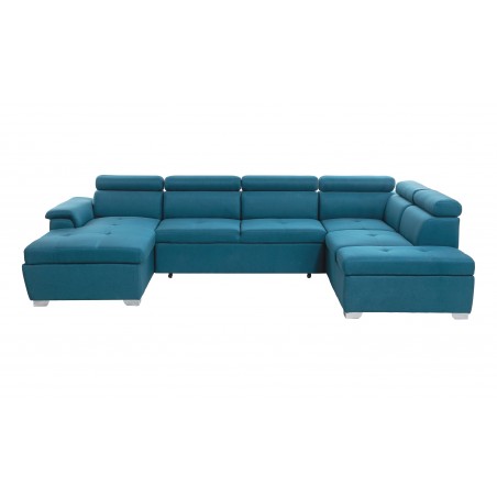 All-fabric Parma convertible panoramic sofa with 2 storage compartments
