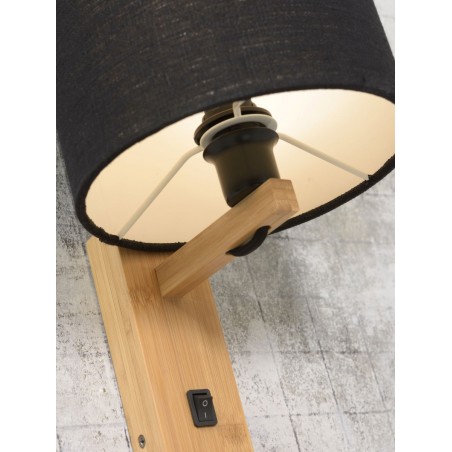 Andes Wall Lamp in Natural Bamboo and Linen with Shelf