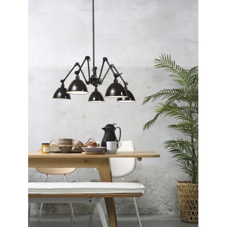 Amsterdam Iron Pendant Light with 5 Lampshades