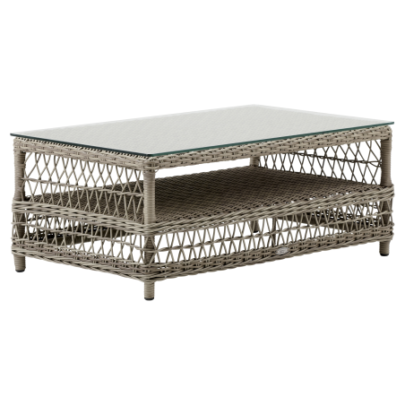 Hazel outdoor coffee table with glass top