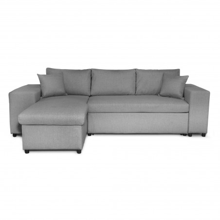 Maria Pac convertible right corner sofa with fixed niche on the right and shelf on the left and 2 poufs