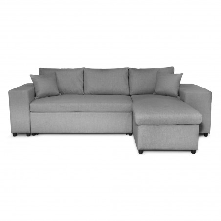 Maria Pac convertible left corner sofa with fixed niche on the left and shelf on the right and 2 poufs