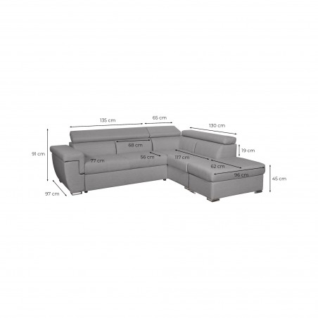 Ivy Left Convertible Corner Sofa with Storage