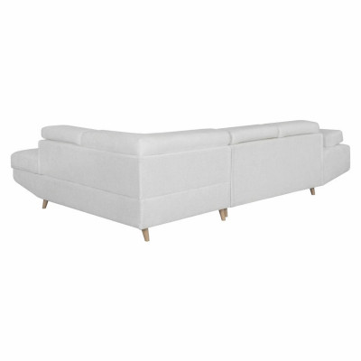 Rio Scandinave straight convertible corner sofa in bouclette fabric with wooden legs box