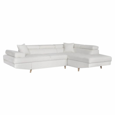 Rio Scandinave straight convertible corner sofa in bouclette fabric with wooden legs box