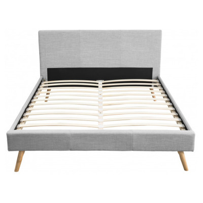 Bjorn Scandinavian fabric bed frame with wooden legs