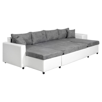 Maria U Plus panoramic convertible sofa, right niche, in faux leather and microfiber
