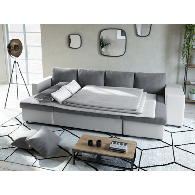 Maria U Plus panoramic convertible sofa, right niche, in faux leather and microfiber