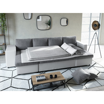Maria U Plus panoramic convertible sofa, left niche, in faux leather and microfiber