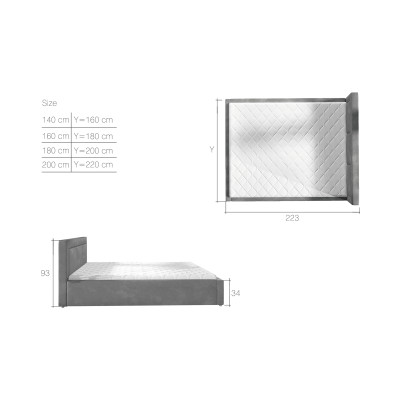 Belluno bed with a metal frame