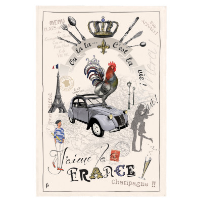 France Panorama tea towel