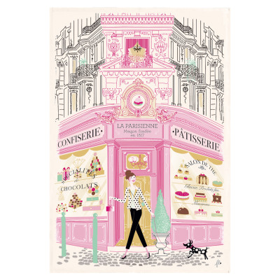Pastry facade printed tea towel