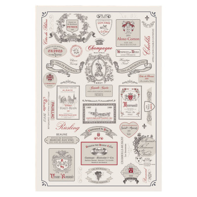 Tea towel wine labels
