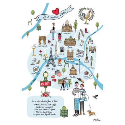 Paris Tea Towel Map