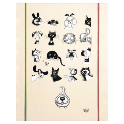 Dubout Multi portraits large tea towel