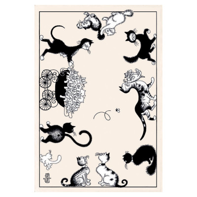 Dubout Chats Farandole tea towel