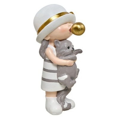 Kid Girl and the Cat Sculpture