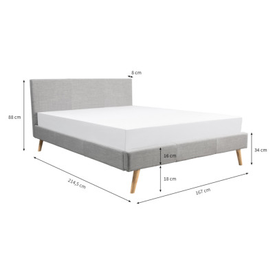 Bjorn Scandinavian fabric bed frame with wooden legs
