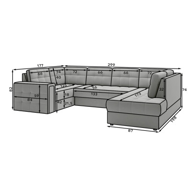 Blewett right-hand panoramic U-shaped sofa