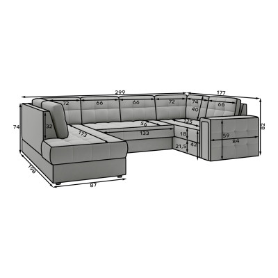 Blewett left-hand panoramic U-shaped sofa