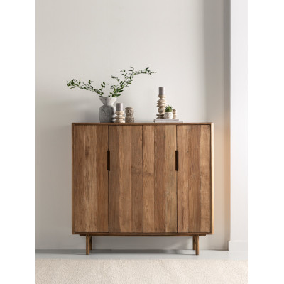 Bliss low teak cupboard with 4 doors