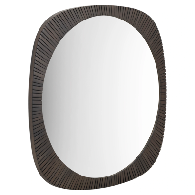 Maroon Small Mirror with Mahogany Frame Ø85 cm