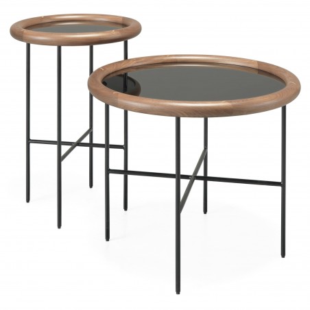 Tavolino Side by side con piano in vetro