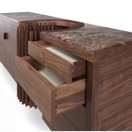 Credenza Carousel in noce e marmo