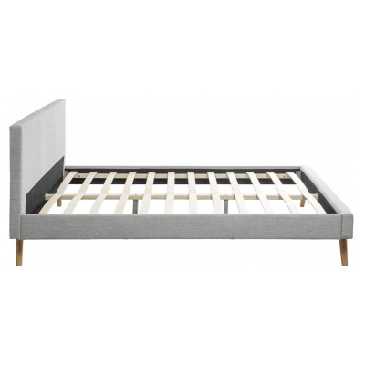 Letto scandinavo Bjorn in tessuto con gambe in legno