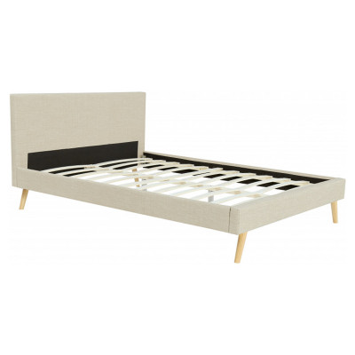 Struttura letto scandinava Bjorn in tessuto con gambe in legno