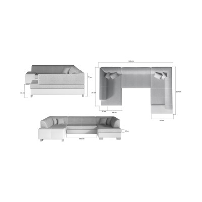 Divano angolare panoramico convertibile destro Havana