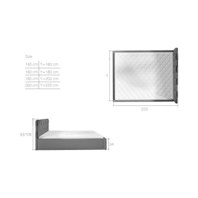 Ampio letto con struttura in legno