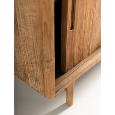 Vetrina Bliss con ante scorrevoli in teak e vetro