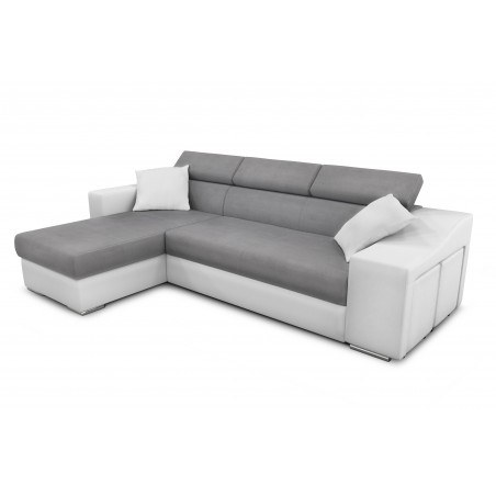 Stilo dešinysis kampinis miegamasis sofa su dėže ir 2 pufais