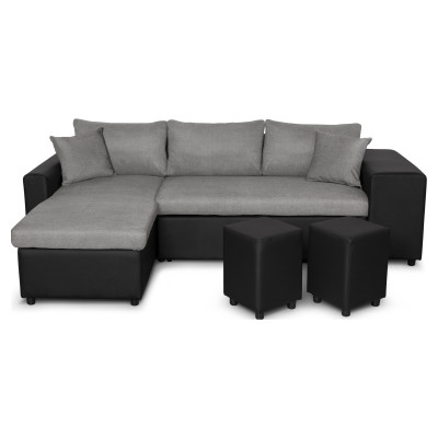 Maria Plus kabrioletas dešiniojo kampo sofa su bagažine ir 2 pufais