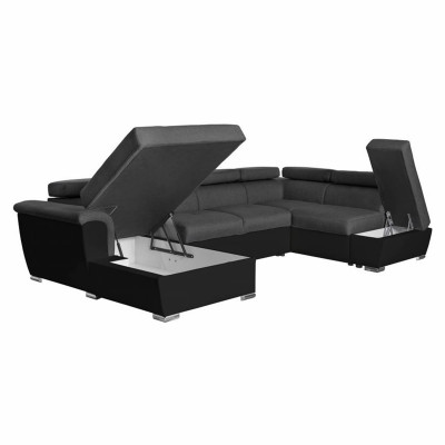 Parma panoraminė sofa-lova su 2 langeliais imitacija ir audinio