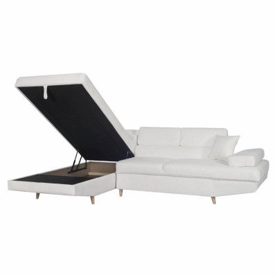 “Rio Scandinave” kairė kabrioleto kampinė sofa iš prancūziško kilpinio audinio su medinių kojų dėklu