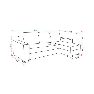 Newark kairysis kabrioletas kampinė sofa