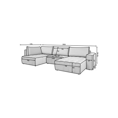 Dešininė U formos panoraminė sofa Bonito