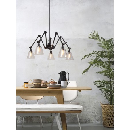 Piecu abažūru skaidra stikla piekaramā lampa "Amsterdam"