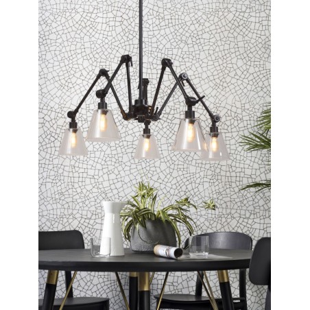 Piecu abažūru skaidra stikla piekaramā lampa "Amsterdam"