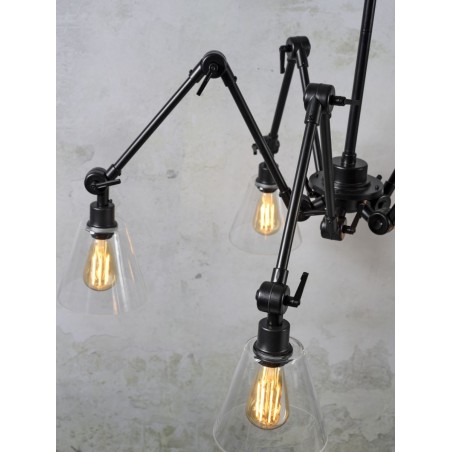 Piecu abažūru skaidra stikla piekaramā lampa "Amsterdam"