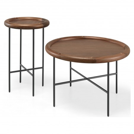 Salontafel Side by side met notenhouten blad