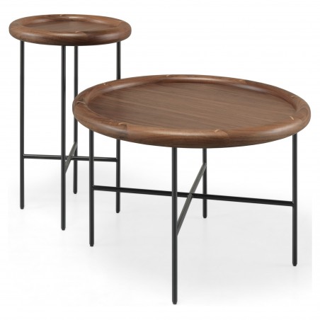 Salontafel Side by side met notenhouten blad