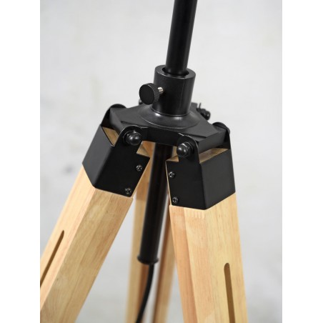 Staande lamp Darwin van hout en zwart ijzer