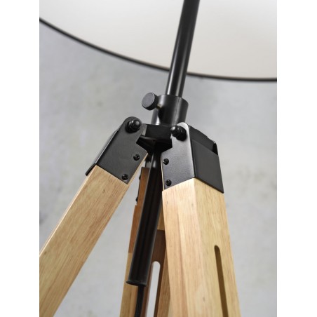 Staande lamp Darwin van hout en zwart ijzer