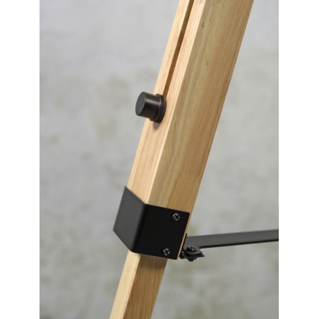 Staande lamp Darwin van hout en zwart ijzer