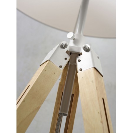 Staande lamp Darwin van hout en wit ijzer