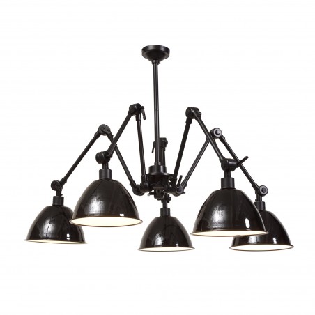 Hanglamp Amsterdam van ijzer met 5 lampenkappen