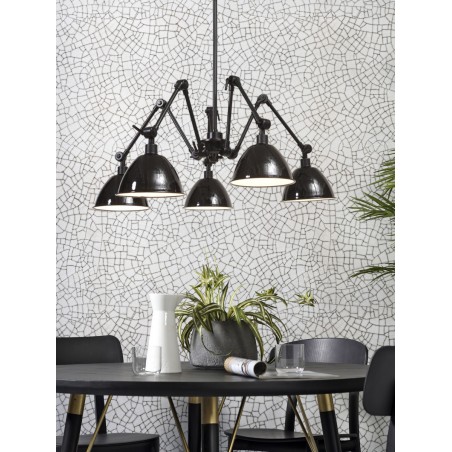 Hanglamp Amsterdam van ijzer met 5 lampenkappen